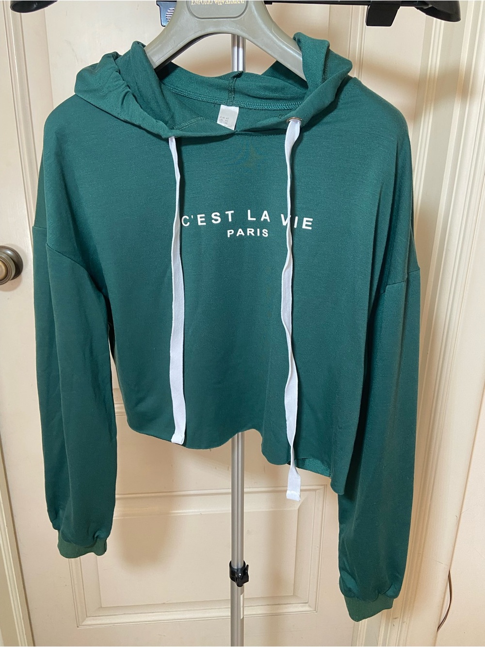 Teal Cropped Hoodie light Sweater size M